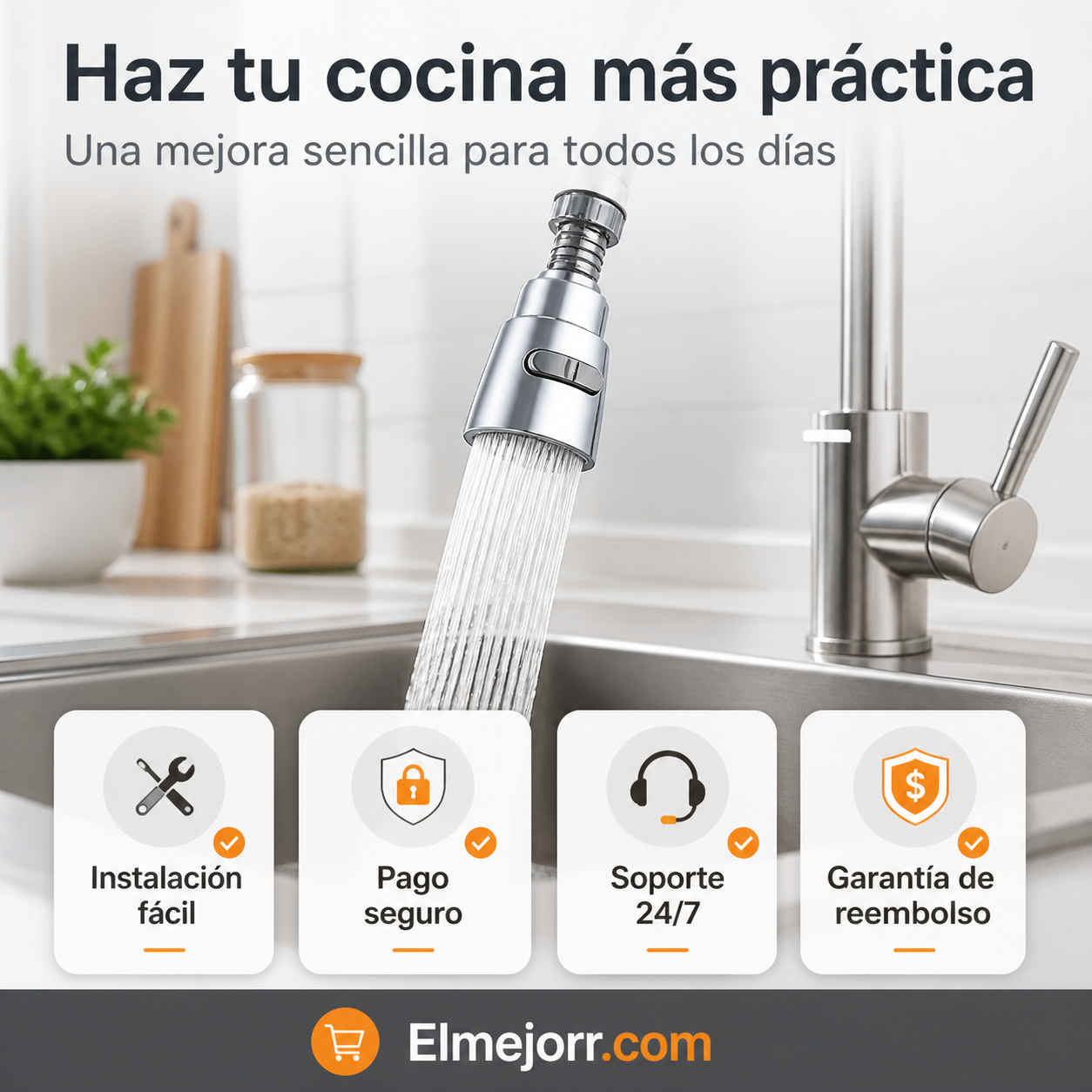 Extensor de grifo a prueba de Salpicaduras con 9 juntas para Fregadero de Baño de Cocina