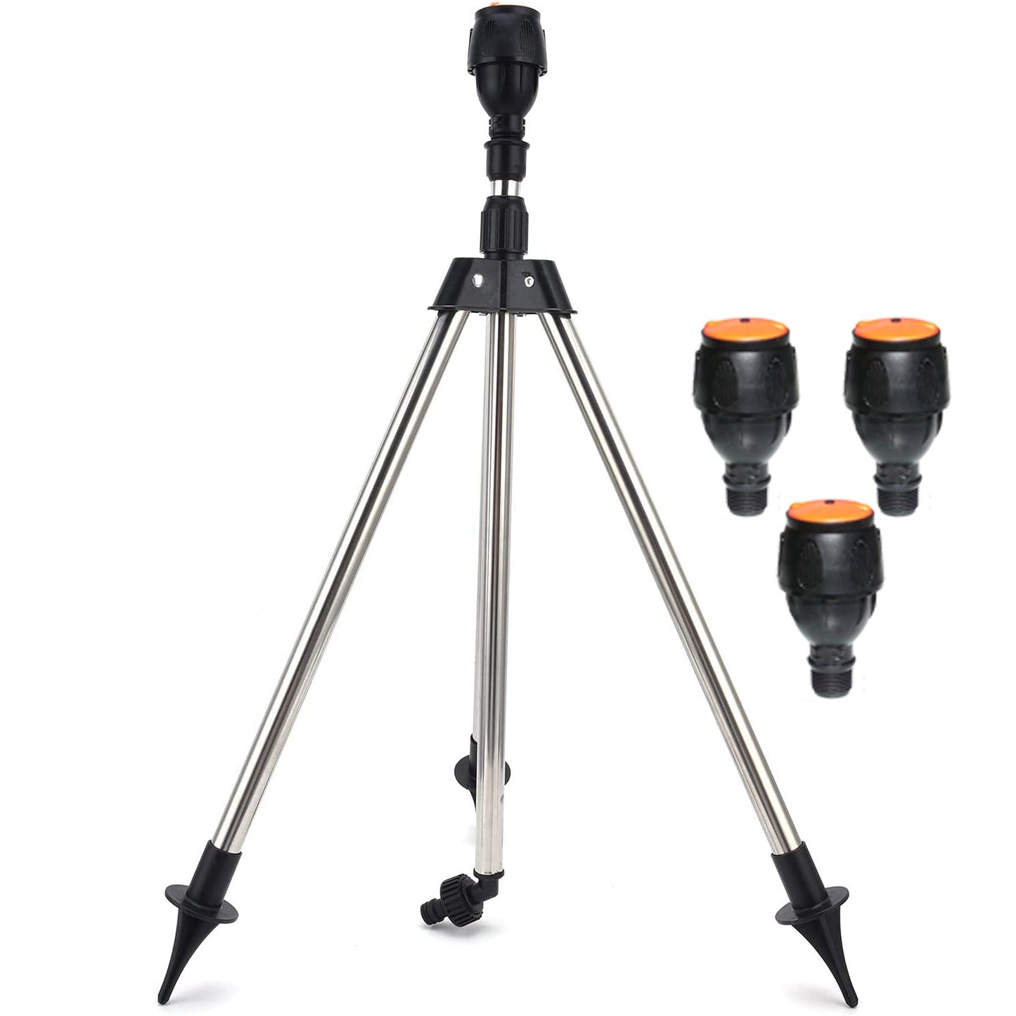 Aspersor de soporte telescópico de trípode de riego giratorio de acero inoxidable