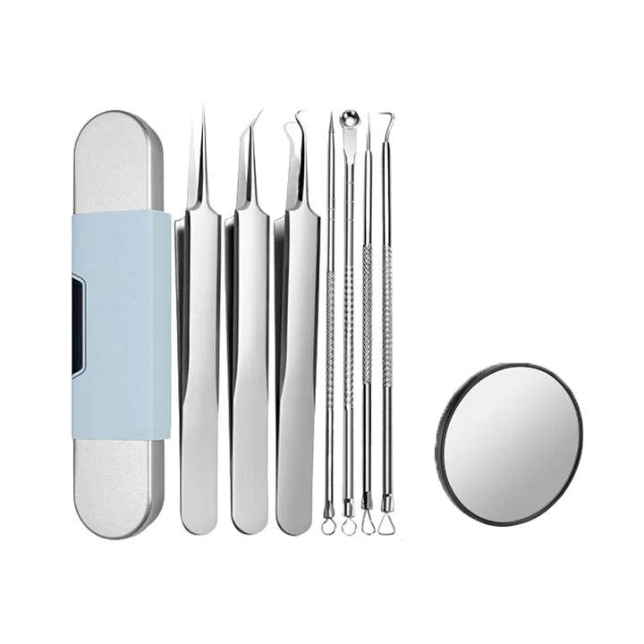 ⚡ ¡50 % DE DESCUENTO! ✨ EXTRACTOR DE PUNTAS NEGRAS DE ACERO INOXIDABLE: juego de 7 piezas para limpieza profunda, herramientas de precisión para el cuidado facial, esterilizables y respetuosas con la piel 🌟🧴