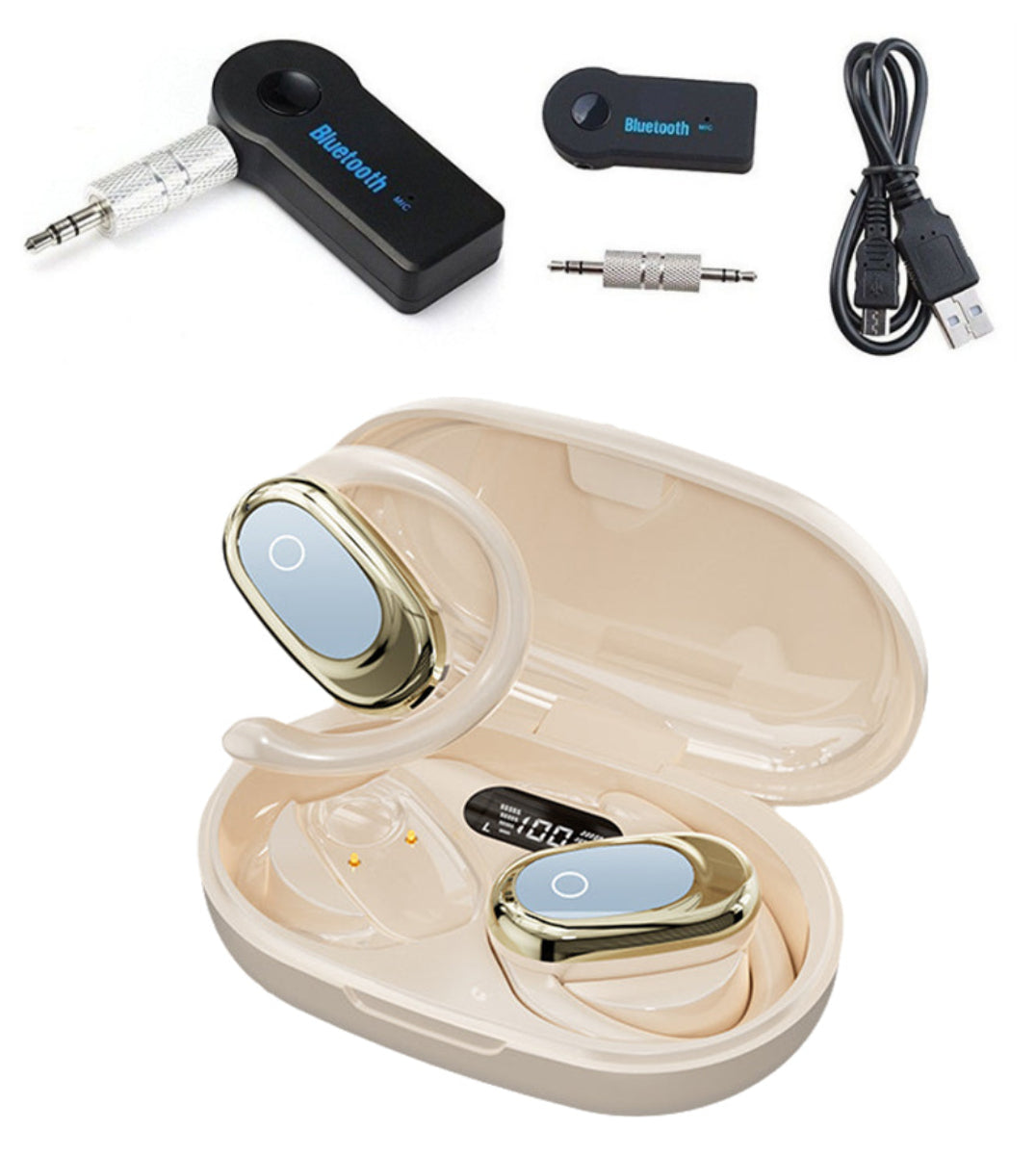 Auriculares Inalámbricos de Oreja Abierta con Pantalla LED