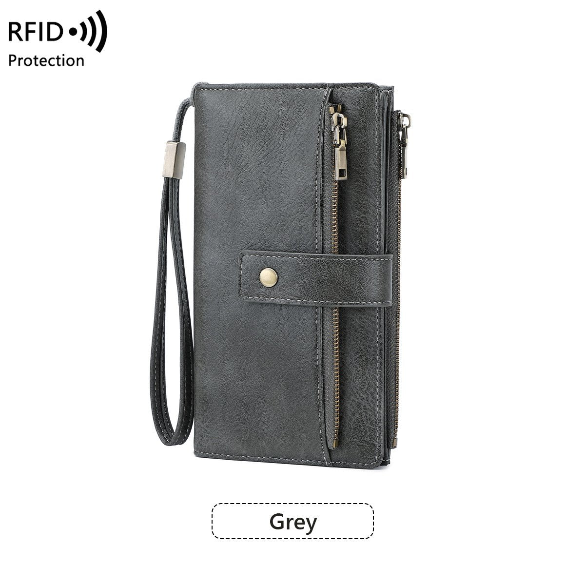 Cartera de cuero con bloqueo RFID para mujer