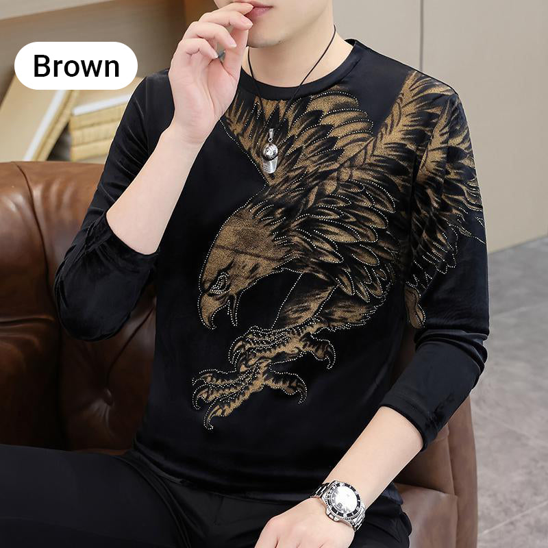Camiseta de manga larga con estampado de águila para hombre
