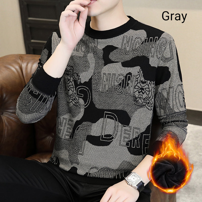 Camiseta estampada de manga larga y cuello redondo para hombre