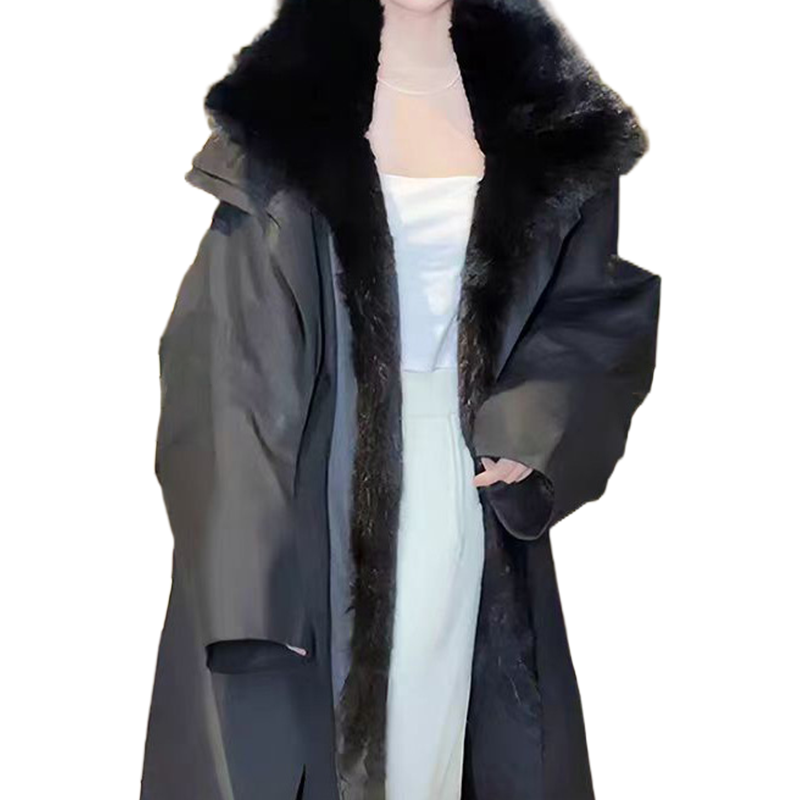 Parka larga de invierno para mujer con piel sintética