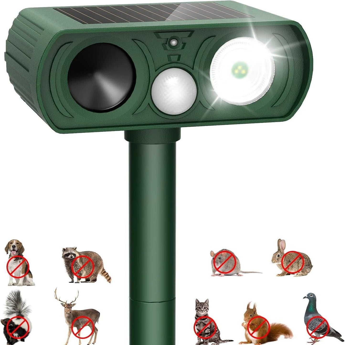 Repelente Solar Ultrasónico para Animales | Ahuyentador de Plagas para Jardín