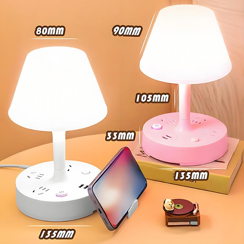 Lámpara de mesa con puerto USB y enchufe