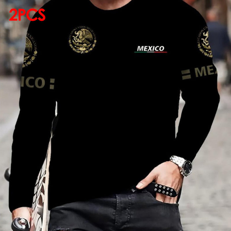 👕 Camiseta de Manga Larga para Hombre – Cuello Redondo, Estilo Casual y Cómodo ✨💪