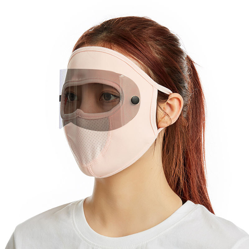 Mascarilla Facial Completa Transpirable de Seda de Hielo con Protector Solar para Cuello Largo