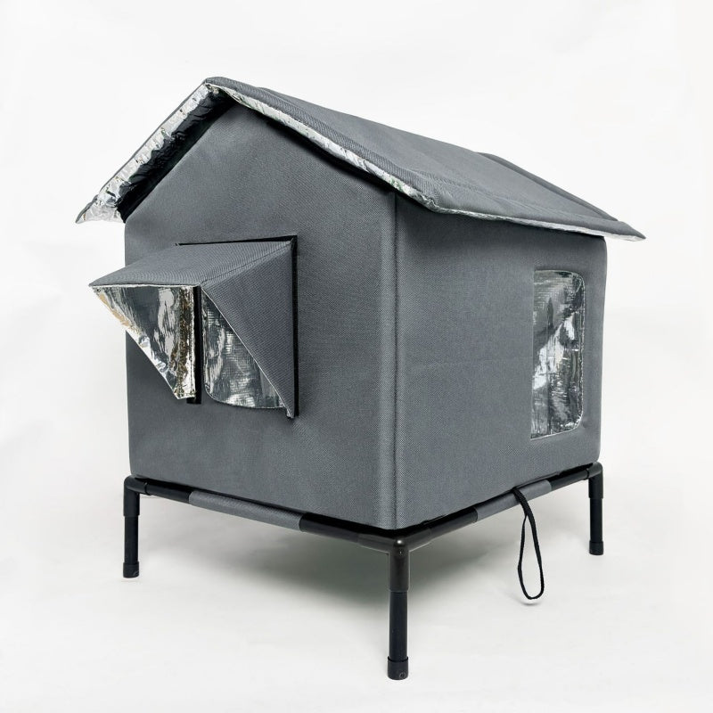 Caseta elevada para gatos para exterior, apta para cualquier clima