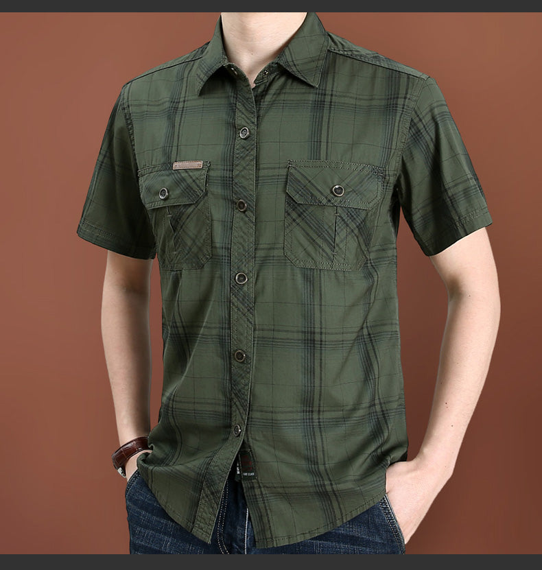 Camisa casual de manga corta de algodón para hombre