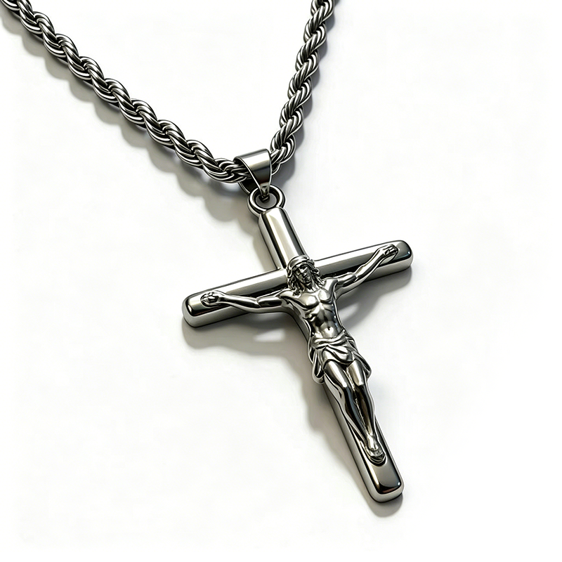 Collar con Dije de Crucifijo para Hombre y Mujer, Cadena de Fe