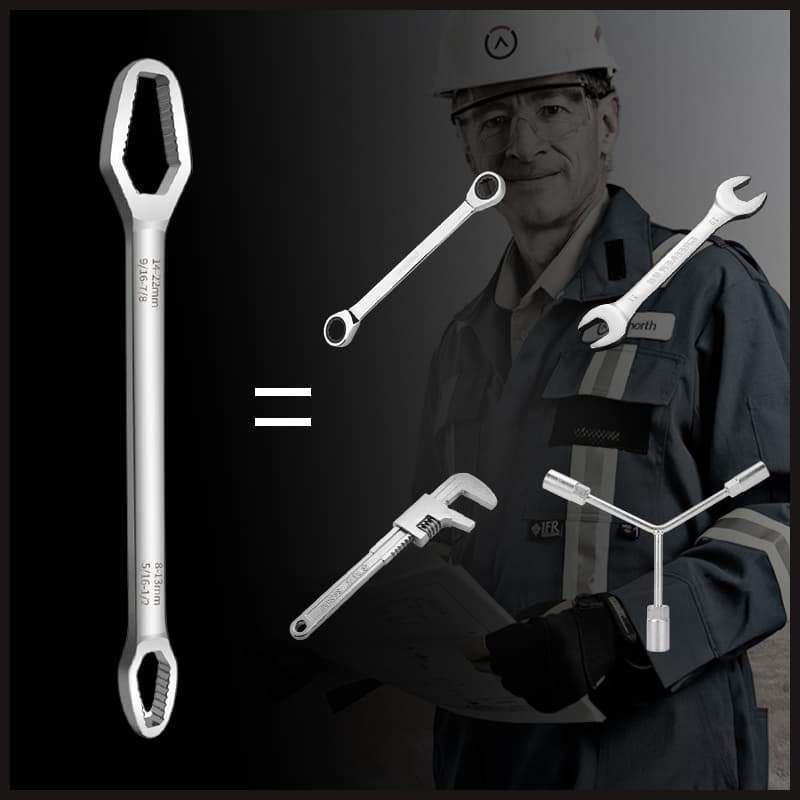 🛠️ 50% DE RÉDUCTION ! 🔧 Clé à Double Face Universelle - Ajustement Automatique aux Écrous de 6 à 19 mm, Poignée Antidérapante ⚙️✨