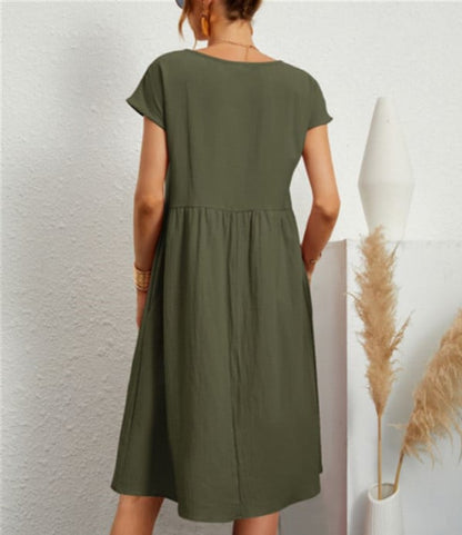 💝 Vestido holgado sin mangas de algodón con bolsillos y color liso