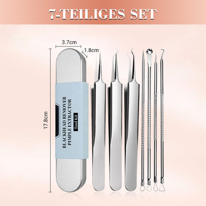 ⚡ ¡50 % DE DESCUENTO! ✨ EXTRACTOR DE PUNTAS NEGRAS DE ACERO INOXIDABLE: juego de 7 piezas para limpieza profunda, herramientas de precisión para el cuidado facial, esterilizables y respetuosas con la piel 🌟🧴