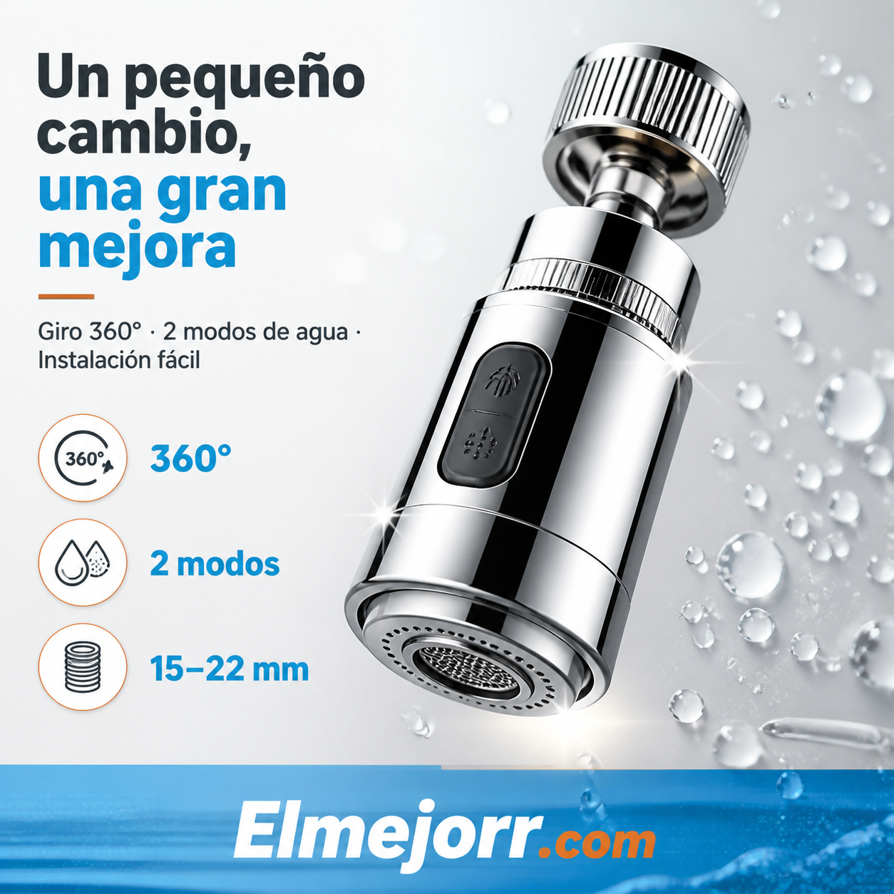 Extensor de grifo a prueba de Salpicaduras con 9 juntas para Fregadero de Baño de Cocina