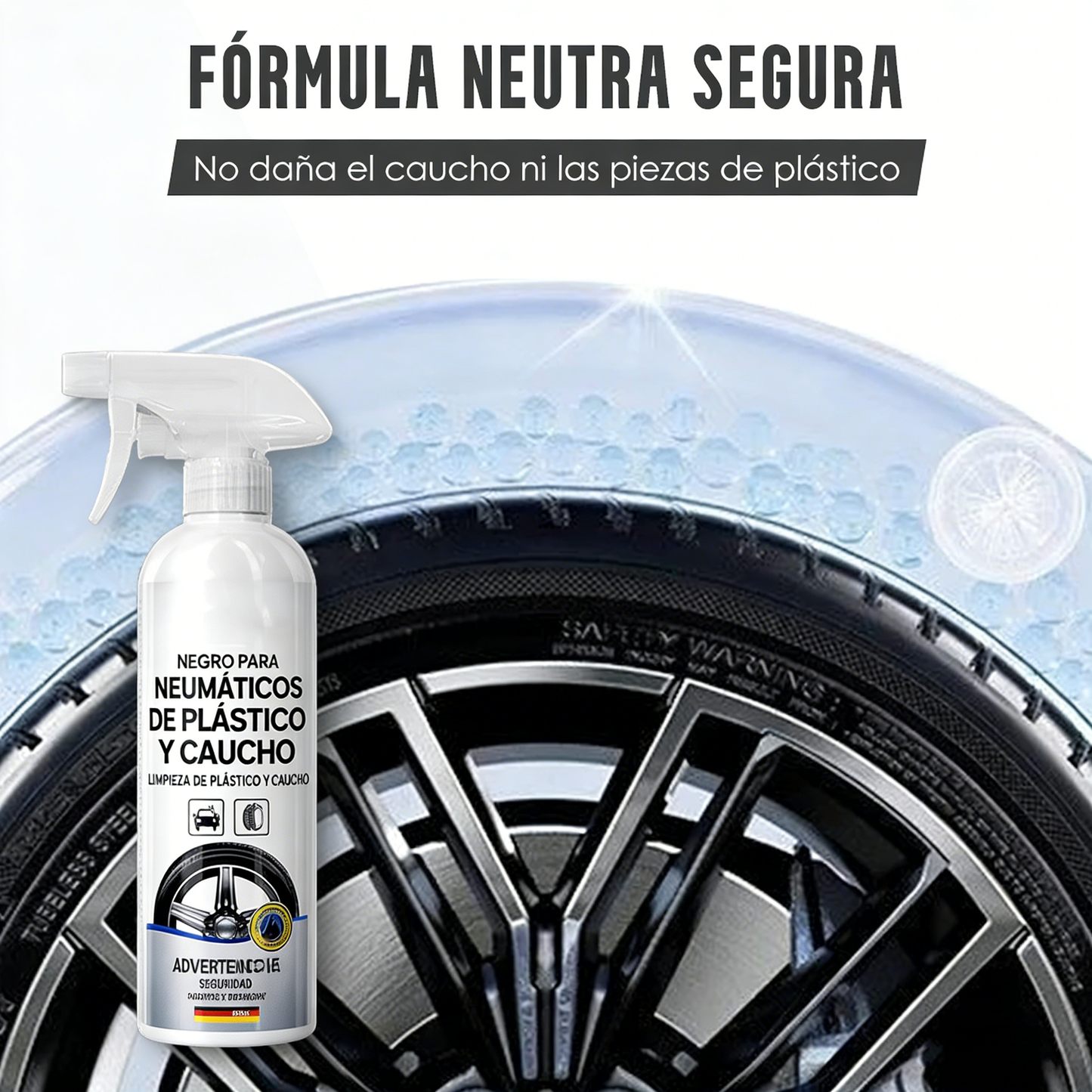 Spray abrillantador y protector para neumáticos de plástico y cauch