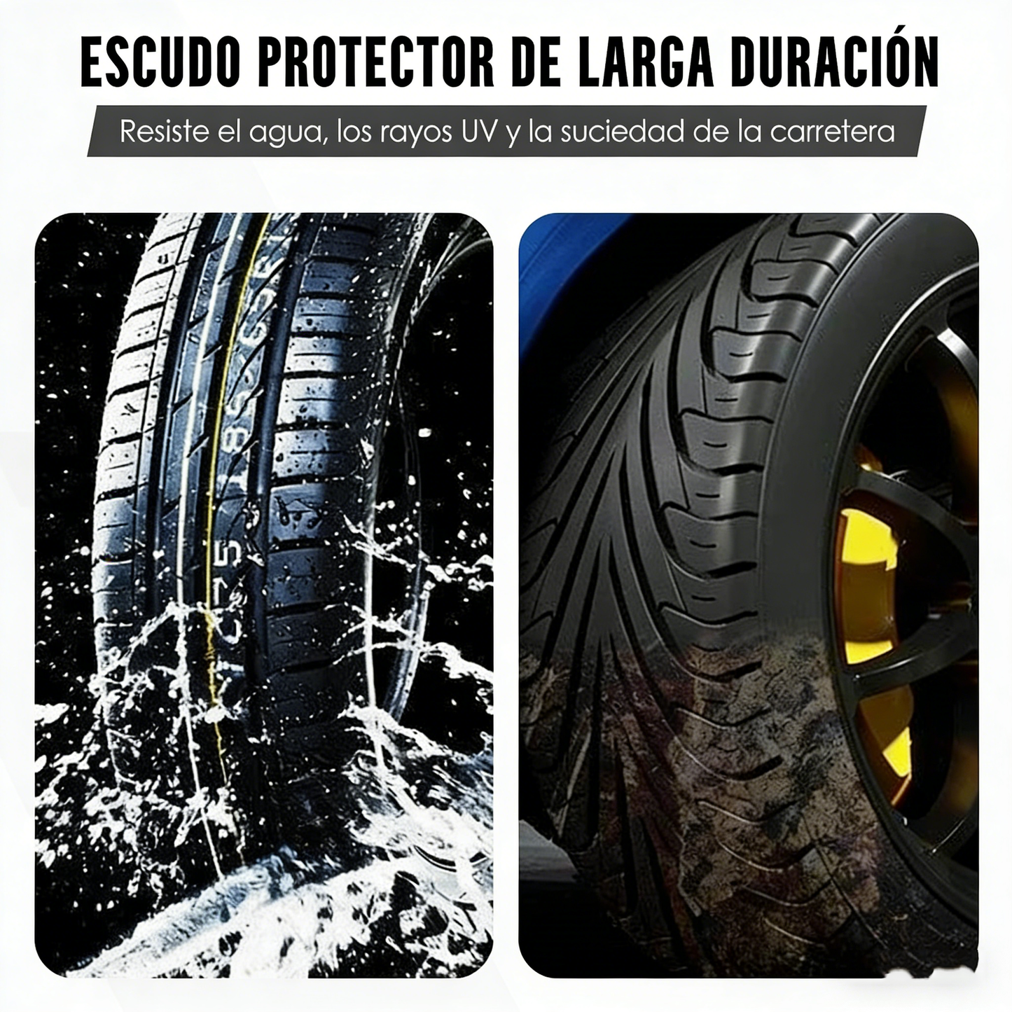 Spray abrillantador y protector para neumáticos de plástico y cauch