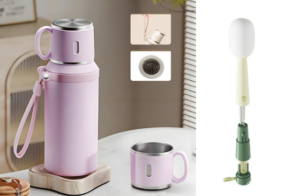 ☕🌟 Botella de Acero Inoxidable con Aislamiento al Vacío y Taza con Tapa – Mantén tus Bebidas a la Temperatura Ideal por Más Tiempo 🧊🔥