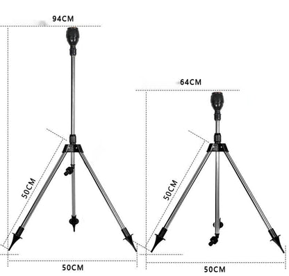 Aspersor de soporte telescópico de trípode de riego giratorio de acero inoxidable