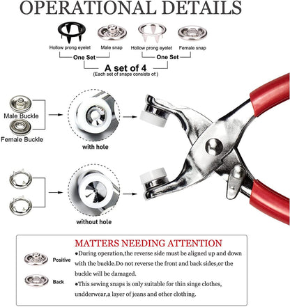 🔧✨ Juego de Botones a Presión de Metal con Alicates de Sujeción – Herramienta Práctica y Resistente para Reparaciones y Proyectos DIY 🛠️🌟
