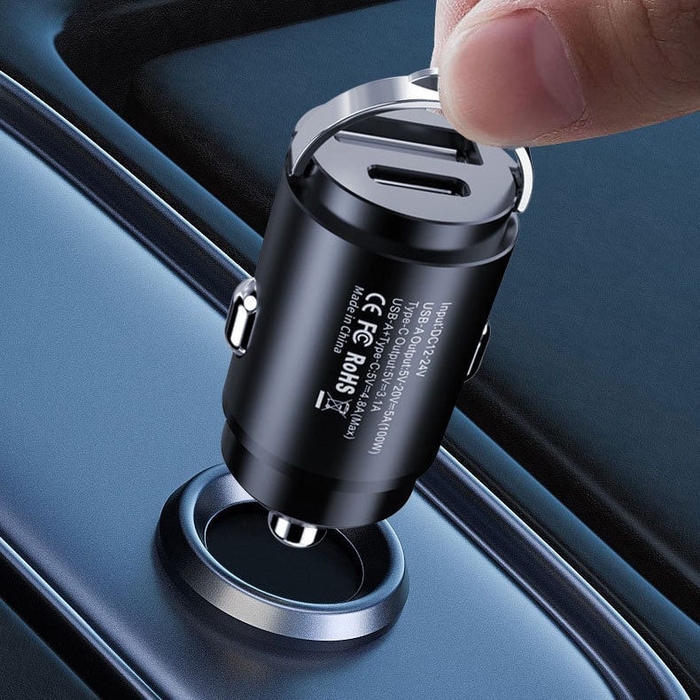 Cargador para Auto de Carga Rápida 100W, Multicompatible con USB-C