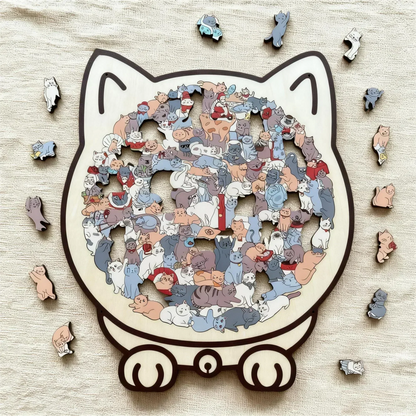 🎁Oferta de Navidad 50% de descuento🎅Rompecabezas de madera Morandi-Color de 135 piezas con forma de gato