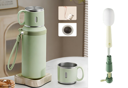 ☕🌟 Botella de Acero Inoxidable con Aislamiento al Vacío y Taza con Tapa – Mantén tus Bebidas a la Temperatura Ideal por Más Tiempo 🧊🔥