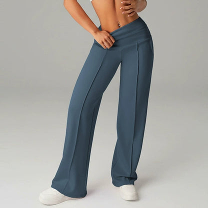 🔥 50% DE DESCUENTO 🔥Pantalones casuales de mujer de cintura alta y pierna ancha 👖✨