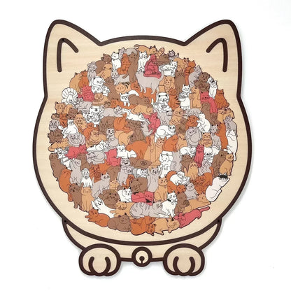 🎁Oferta de Navidad 50% de descuento🎅Rompecabezas de madera Morandi-Color de 135 piezas con forma de gato
