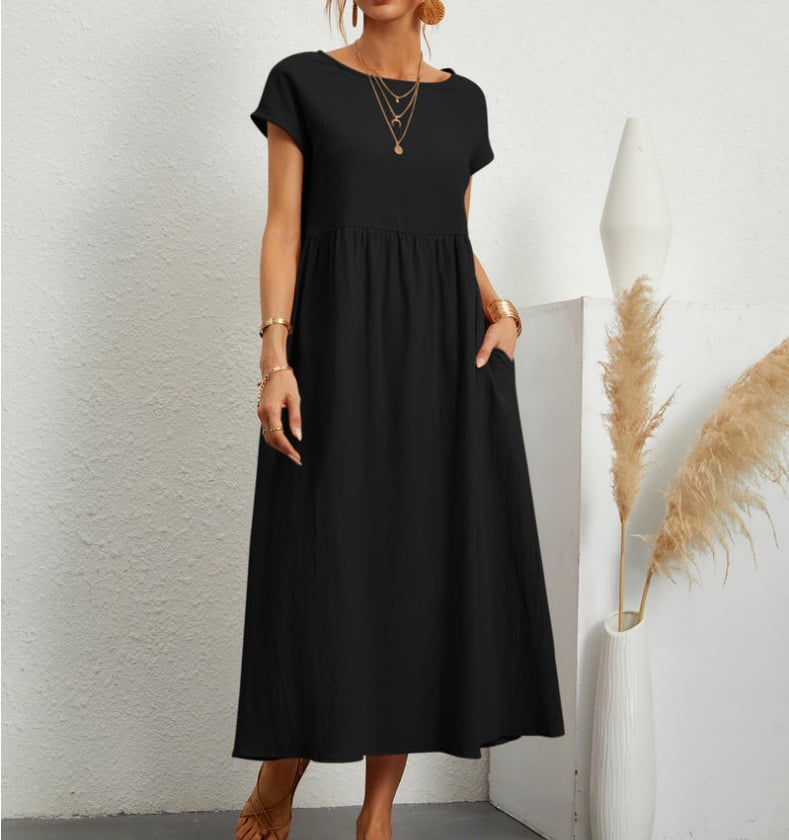 💝 Vestido holgado sin mangas de algodón con bolsillos y color liso