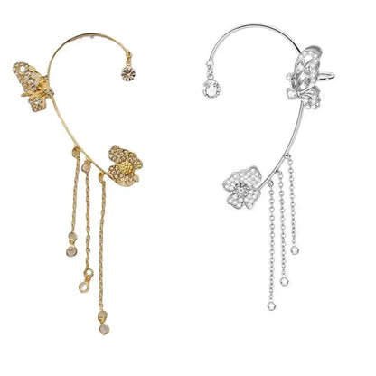 Pendientes con borlas de flores de mariposa
