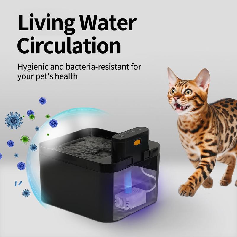 Fuente de agua automática para gatos 2.2 L, bebedero para mascotas a batería con sensor de movimiento