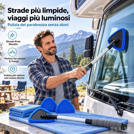 Pulisci-vetri magnetico doppio per auto | Kit di pulizia senza aloni per vetri auto