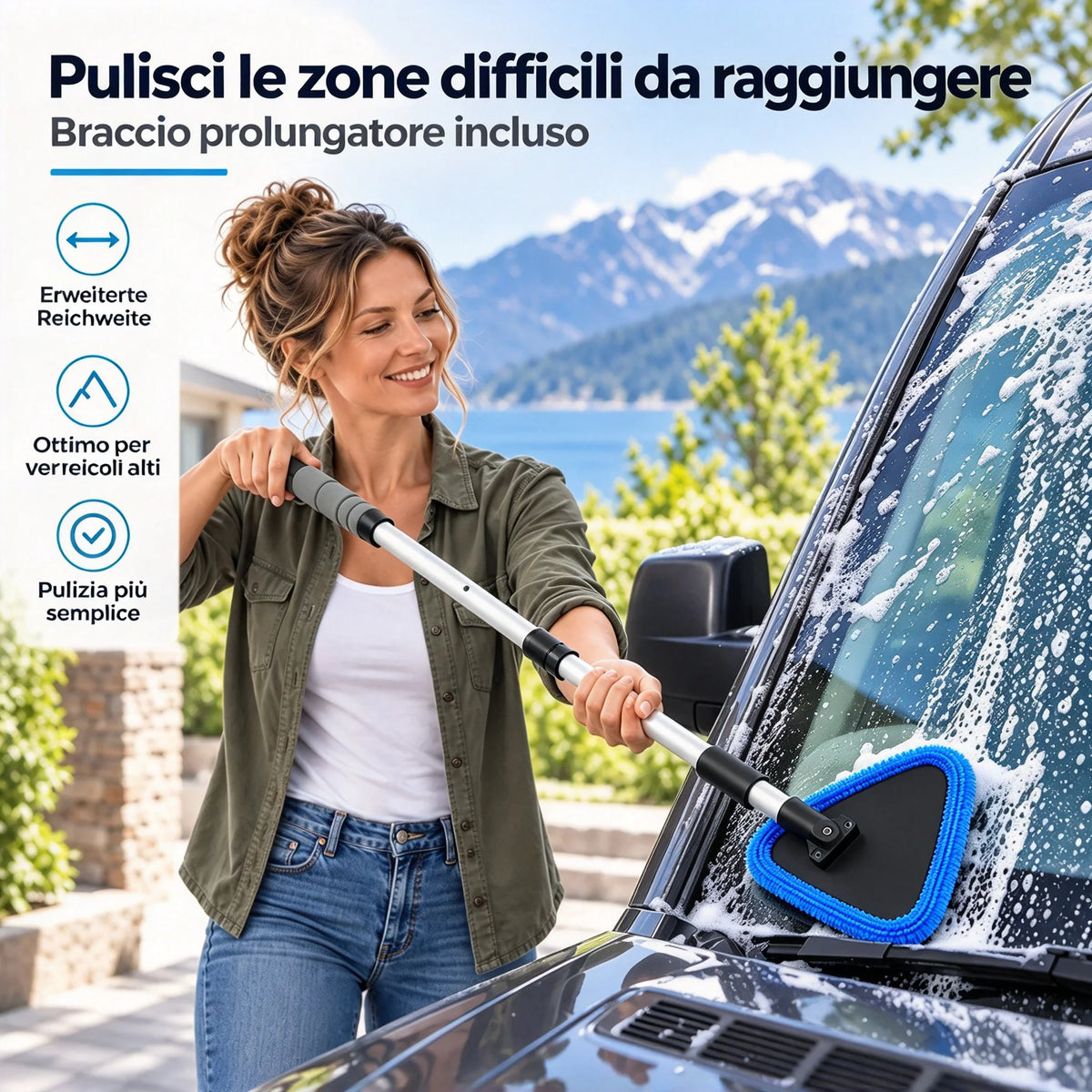 Pulisci-vetri magnetico doppio per auto | Kit di pulizia senza aloni per vetri auto