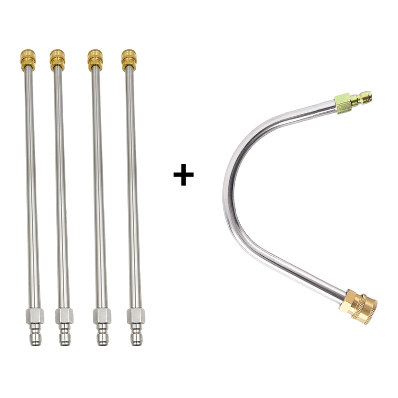 💦 Juego de Varillas Extensibles para Limpieza de Alta Presión – Acero Inoxidable, Latón, 4000 PSI, Conexión Rápida 1/4", Varilla en U, 6 Boquillas, Limpieza de Canaletas
