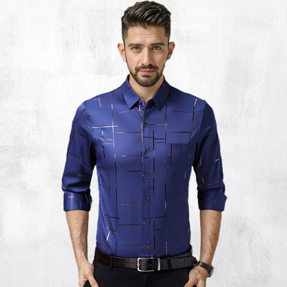 👔 Camisa Fina sin Planchado para Hombre – Elegante, Cómoda y Perfecta para Otoño e Invierno ✨❄️