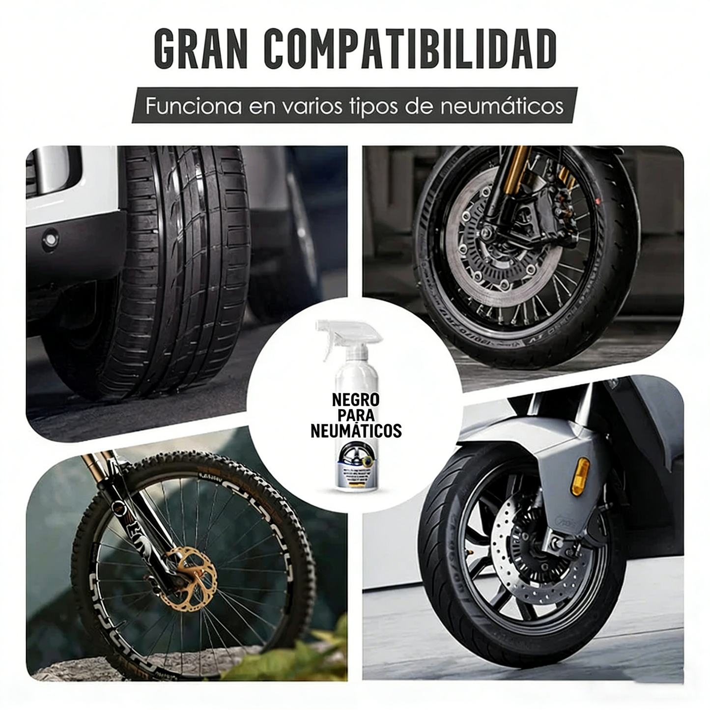 Spray abrillantador y protector para neumáticos de plástico y cauch