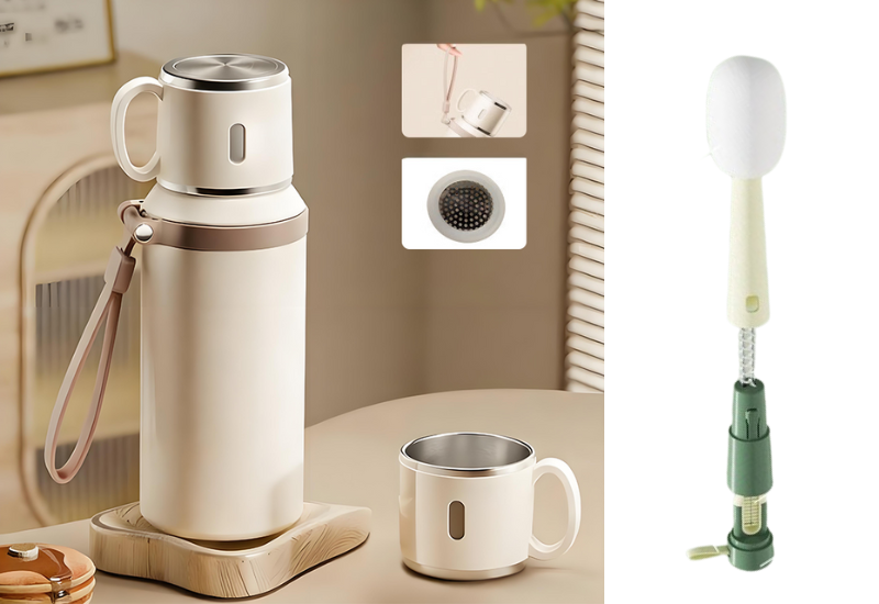 ☕🌟 Botella de Acero Inoxidable con Aislamiento al Vacío y Taza con Tapa – Mantén tus Bebidas a la Temperatura Ideal por Más Tiempo 🧊🔥