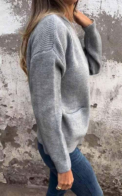 ⏳Spécial à durée limitée⏰Veste tricotée à col rond et fermeture éclair🧥