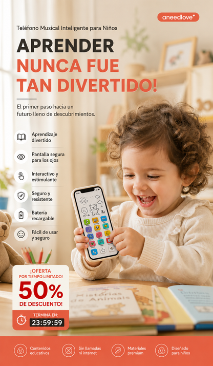 📱 50% DESCUENTO – Teléfono inteligente educativo para niños | Didáctico, respetuoso con la vista e ideal para el aprendizaje temprano ✨👶