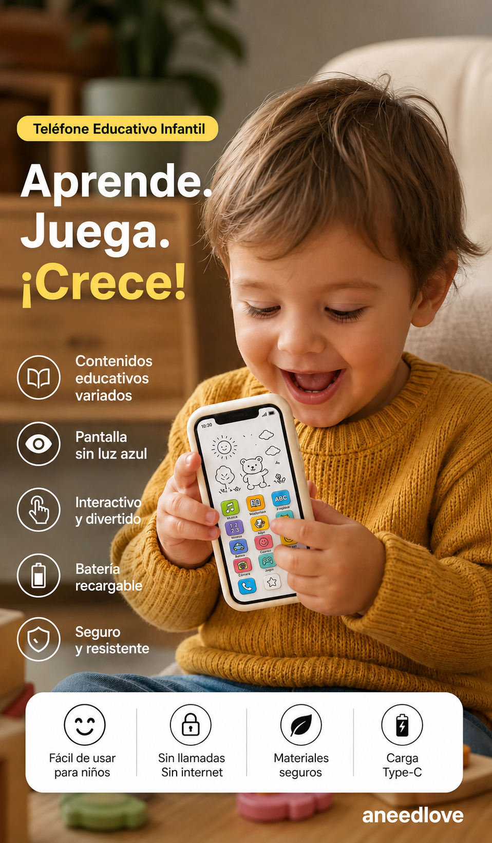 📱 50% DESCUENTO – Teléfono inteligente educativo para niños | Didáctico, respetuoso con la vista e ideal para el aprendizaje temprano ✨👶