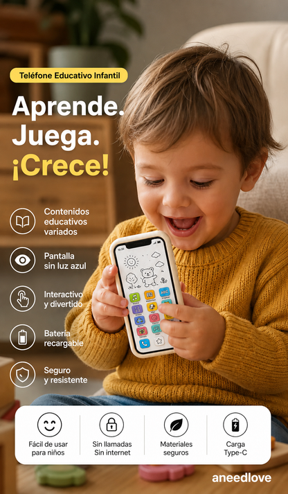 📱 50% DESCUENTO – Teléfono inteligente educativo para niños | Didáctico, respetuoso con la vista e ideal para el aprendizaje temprano ✨👶