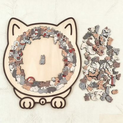 🎁Oferta de Navidad 50% de descuento🎅Rompecabezas de madera Morandi-Color de 135 piezas con forma de gato