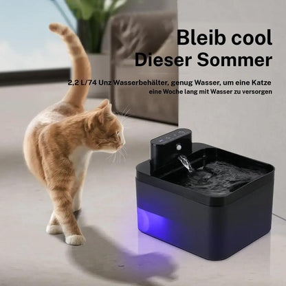 Fuente de agua automática para gatos 2.2 L, bebedero para mascotas a batería con sensor de movimiento