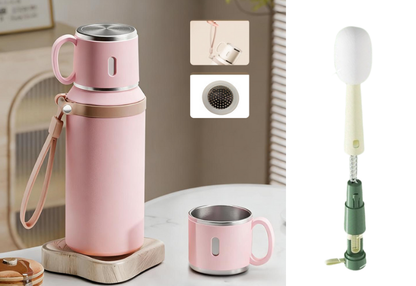 ☕🌟 Botella de Acero Inoxidable con Aislamiento al Vacío y Taza con Tapa – Mantén tus Bebidas a la Temperatura Ideal por Más Tiempo 🧊🔥