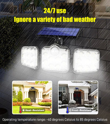 🔥50% de descuento en venta🔥Aplique solar de inducción LED de tres cabezales
