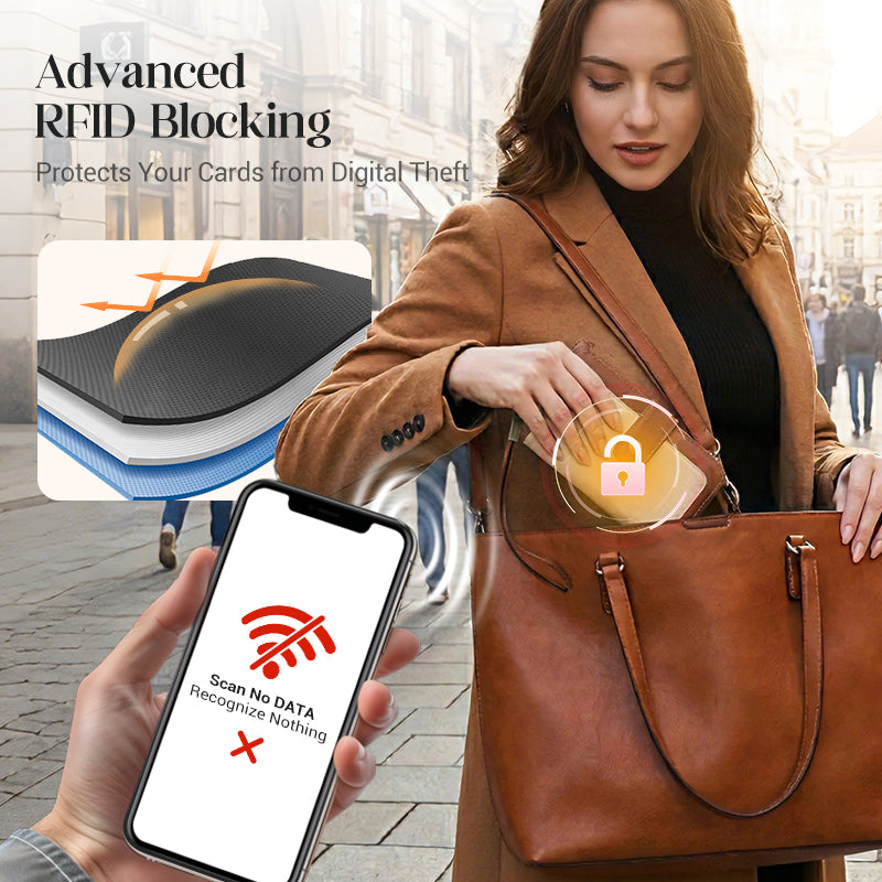 Cartera de cuero con bloqueo RFID para mujer