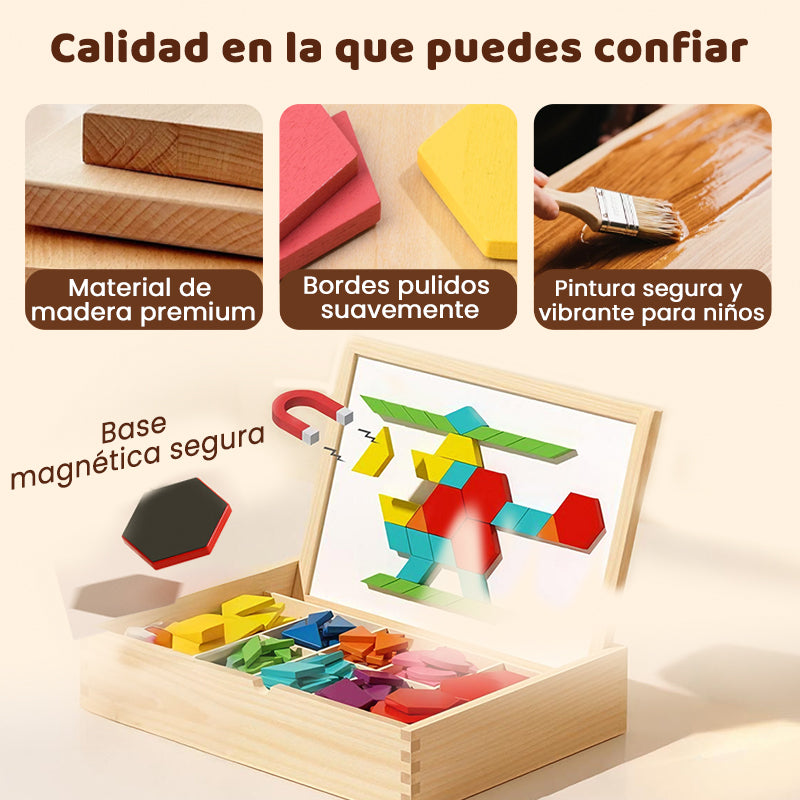 🎁¡Oferta navideña anticipada! 50% de descuento 🔥 Juego de rompecabezas de bloques magnéticos de madera con patrones 🧩
