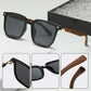 Gafas de sol clásicas con montura cuadrada de madera y lentes polarizadas