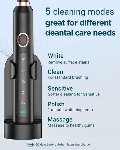 Cepillo de Dientes Eléctrico Sónico Portátil para Adulto